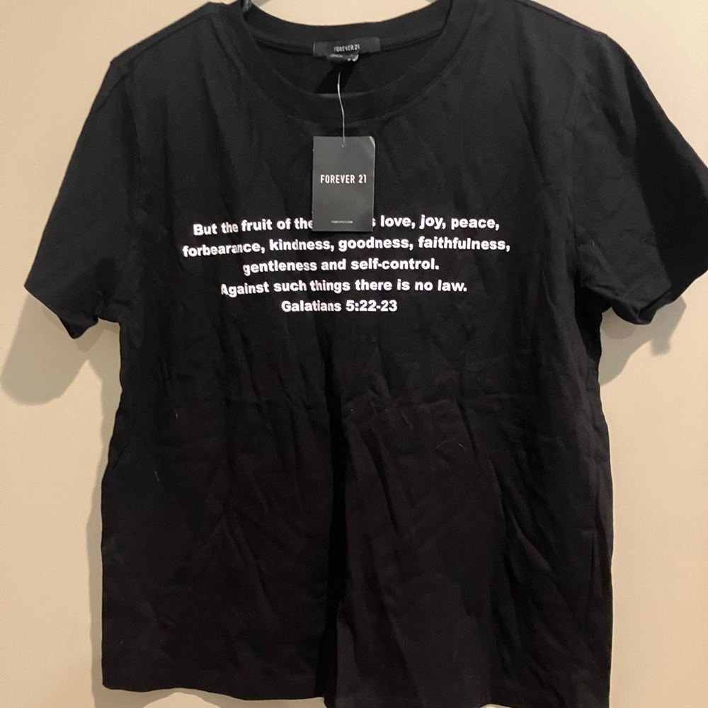 Forever 21 Black Tee with Inspirational Text